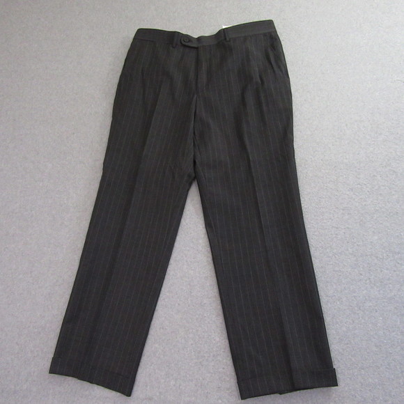 Zara Mens 2 Pc Suit 42R Gray Pinstripe 34x30 Flat Front Wool Stretch - Picture 13 of 16